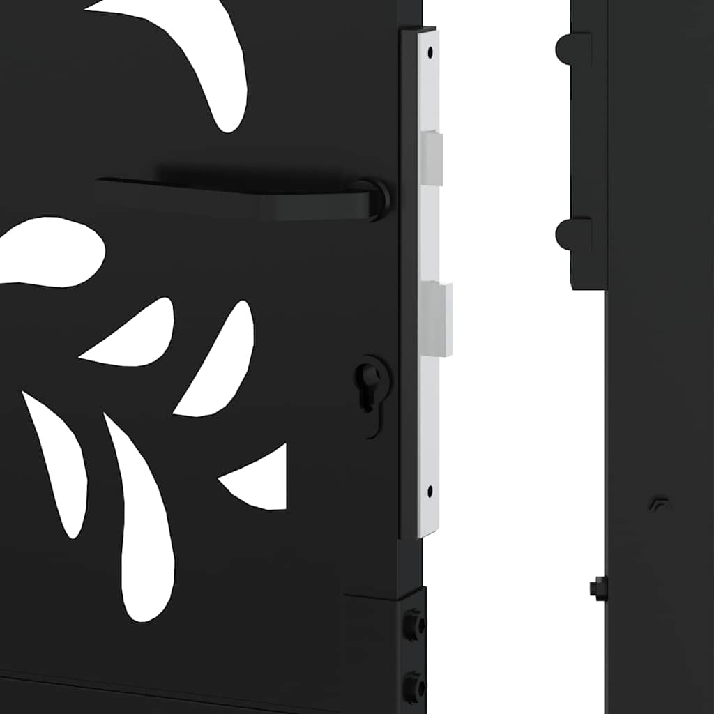 Garden Gate Black 105x205 cm Steel Wave Design