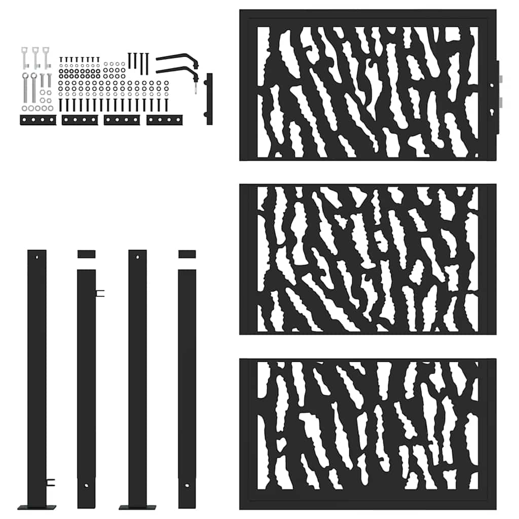 Garden Gate Black 105x155 cm Steel Trace Design