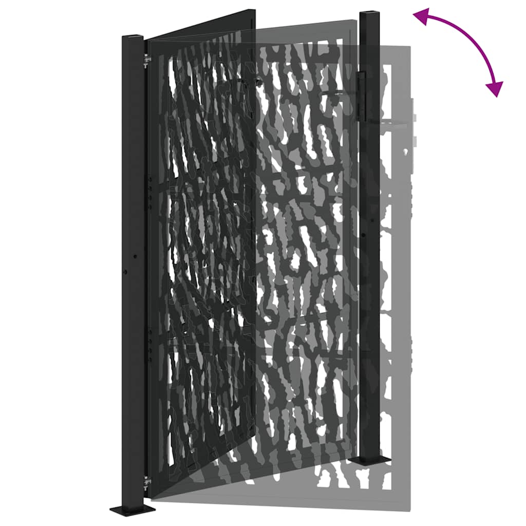 Garden Gate Black 105x155 cm Steel Trace Design