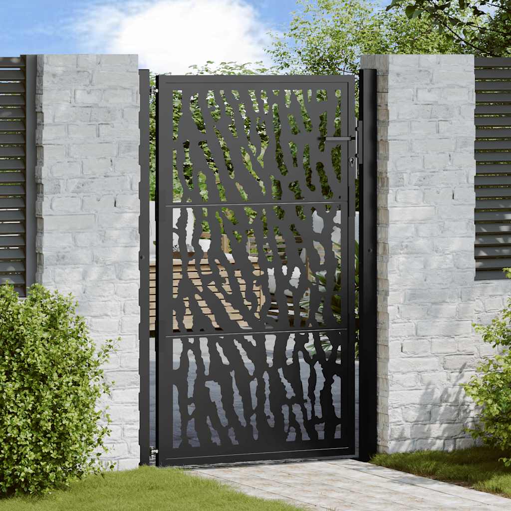 Garden Gate Black 105x155 cm Steel Trace Design