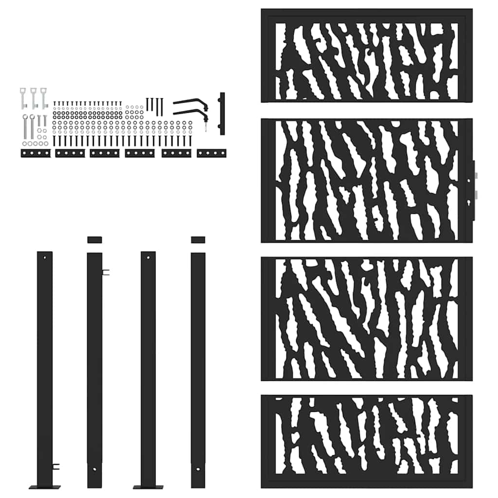 Garden Gate Black 105x180 cm Steel Trace Design