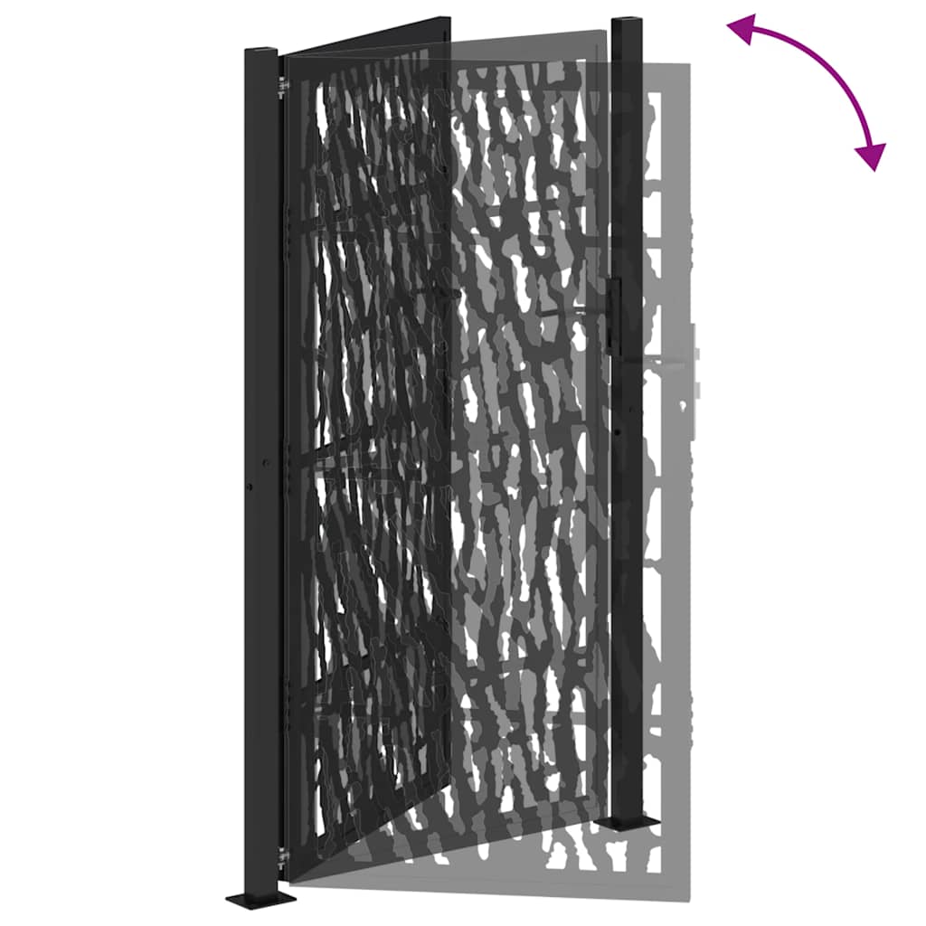 Garden Gate Black 105x180 cm Steel Trace Design