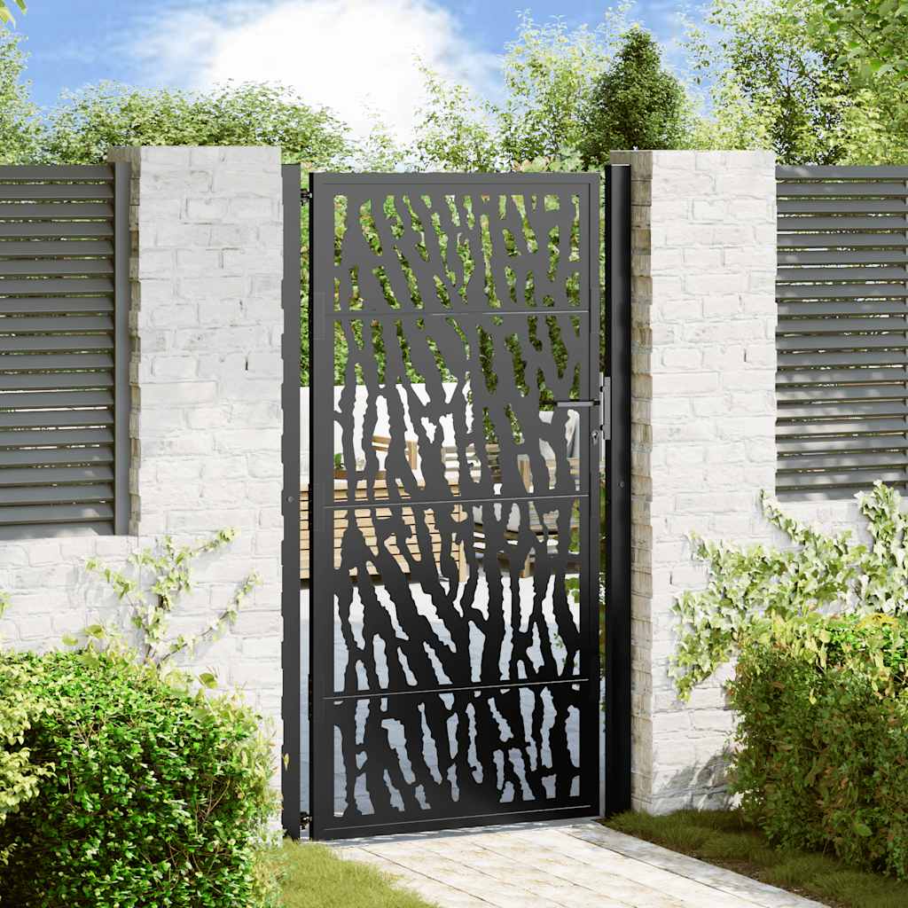 Garden Gate Black 105x180 cm Steel Trace Design