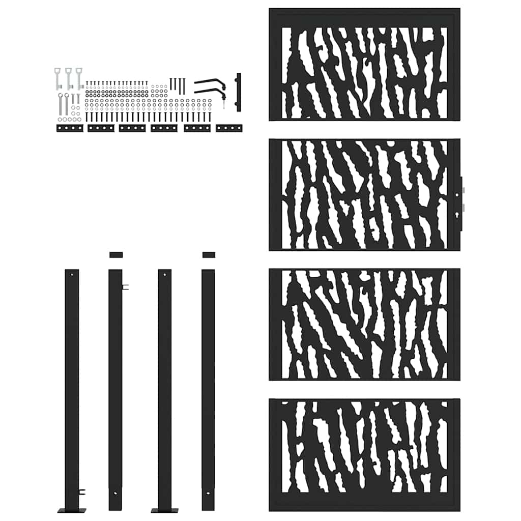 Garden Gate Black 105x205 cm Steel Trace Design