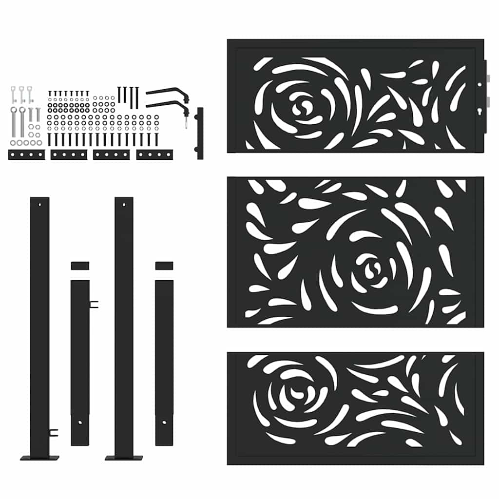 Garden Gate Black 105x130 cm Steel Flame Design