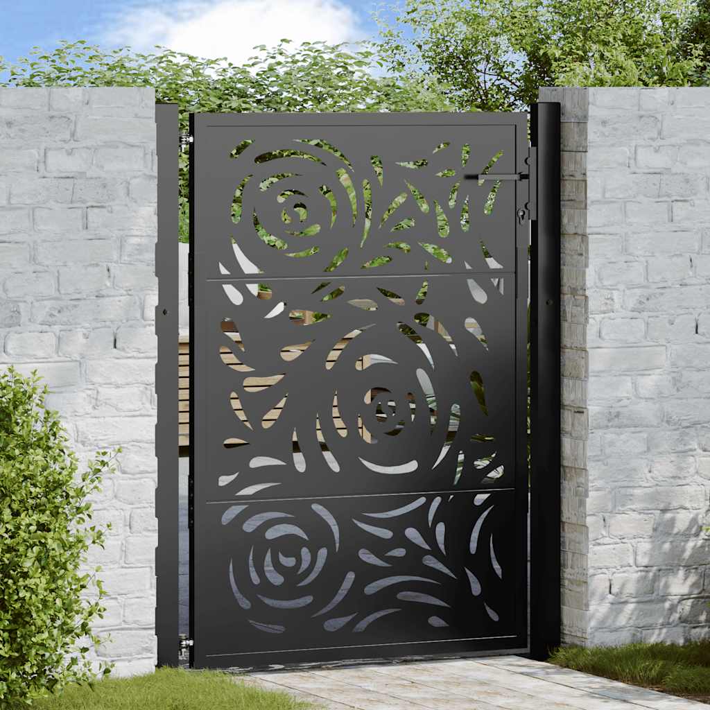 Garden Gate Black 105x130 cm Steel Flame Design