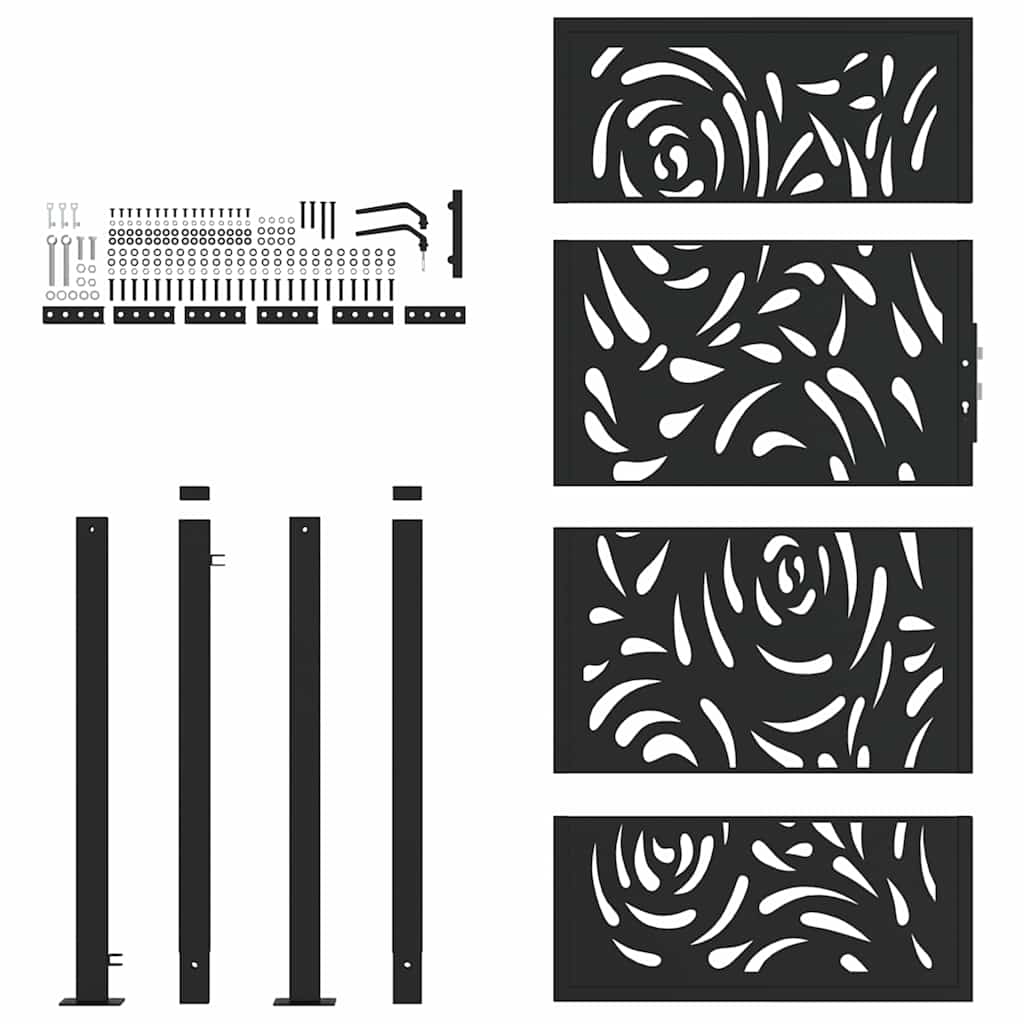 Garden Gate Black 105x180 cm Steel Flame Design