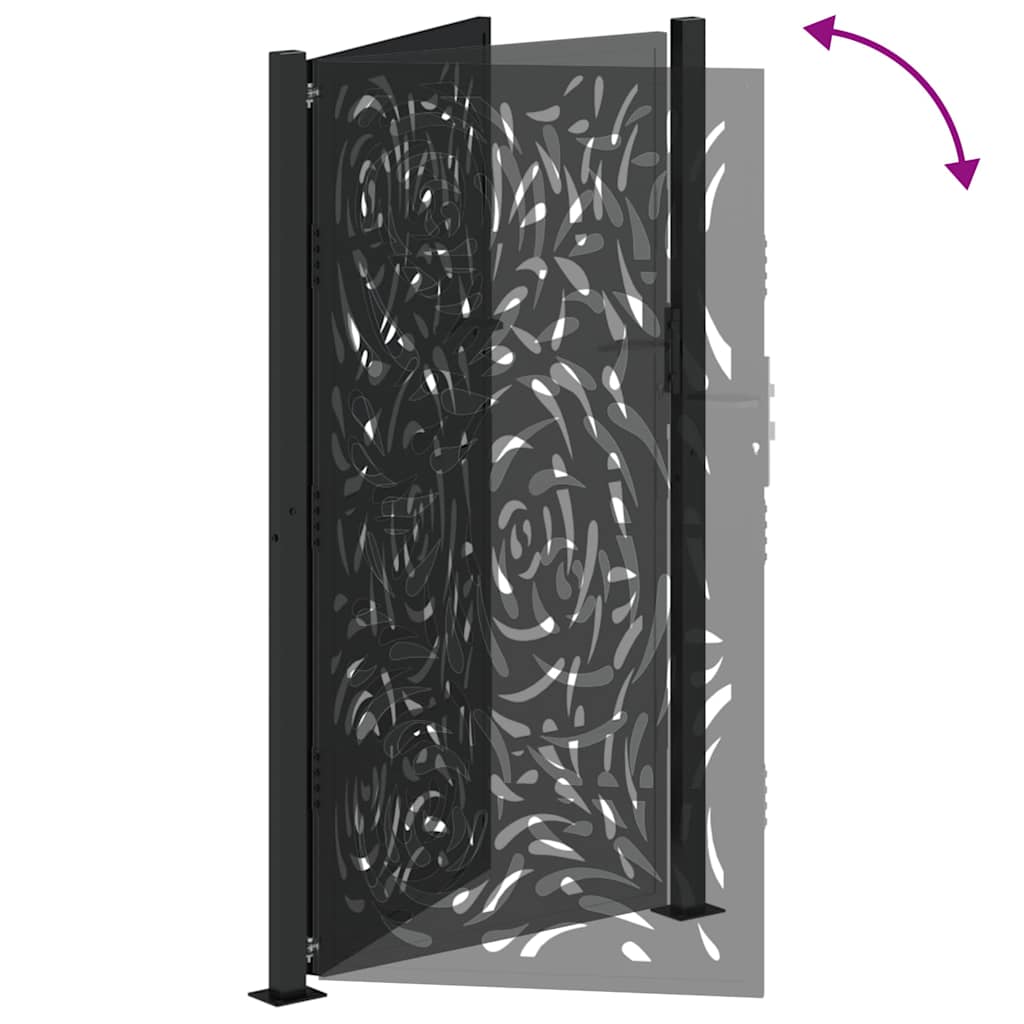 Garden Gate Black 105x180 cm Steel Flame Design