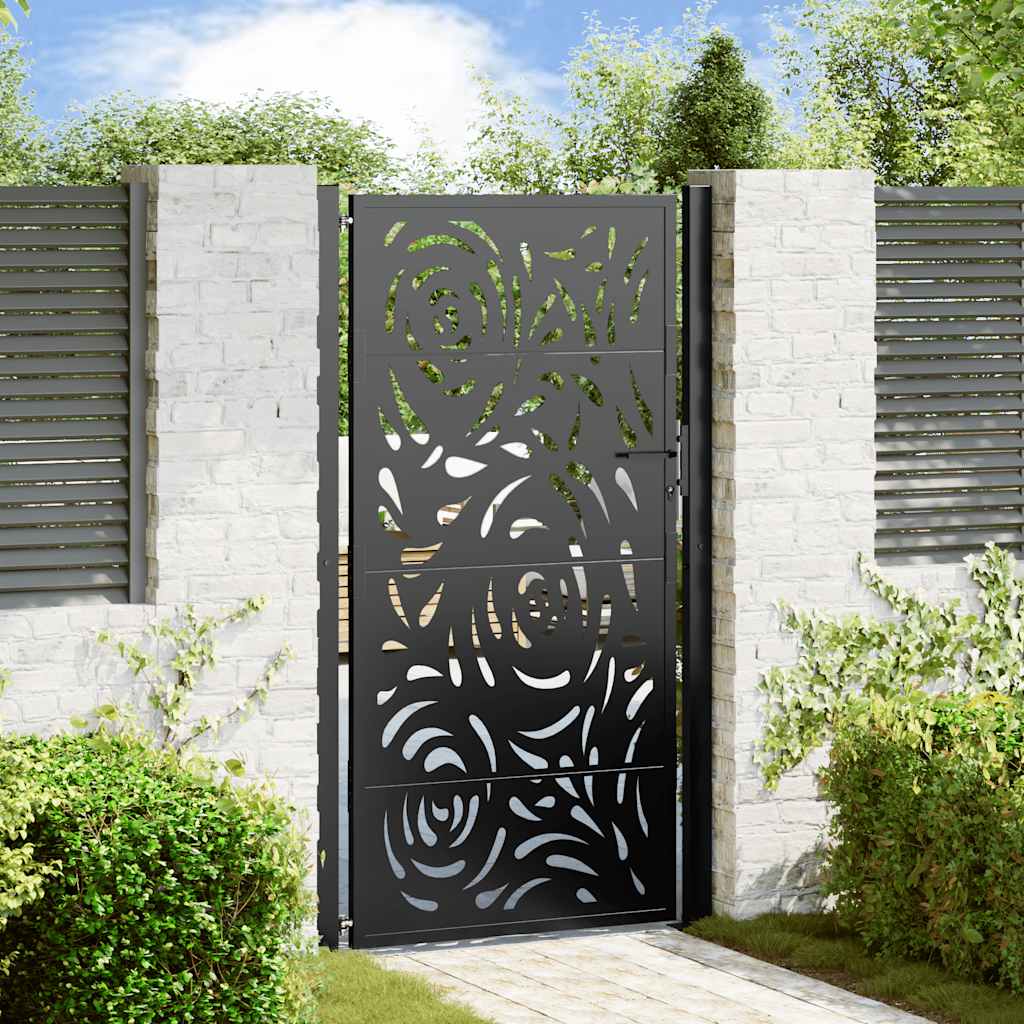 Garden Gate Black 105x180 cm Steel Flame Design