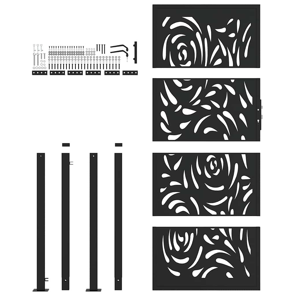 Garden Gate Black 105x205 cm Steel Flame Design