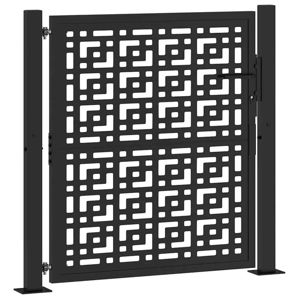 Garden Gate Black 105x106 cm Steel Cross Design