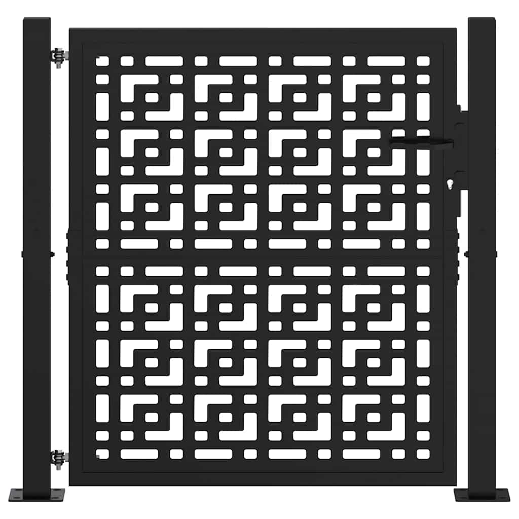 Garden Gate Black 105x106 cm Steel Cross Design