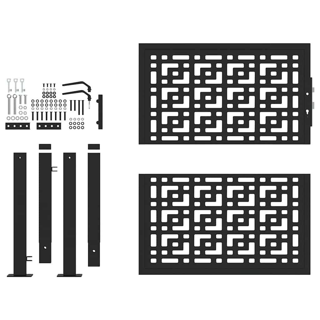 Garden Gate Black 105x106 cm Steel Cross Design