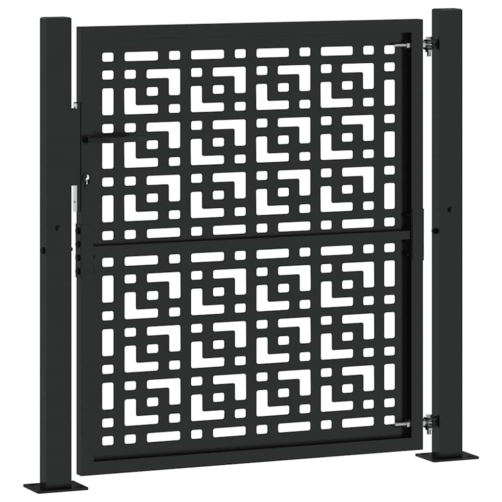 Garden Gate Black 105x106 cm Steel Cross Design