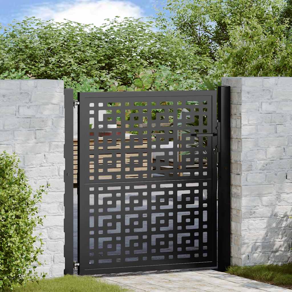 Garden Gate Black 105x106 cm Steel Cross Design