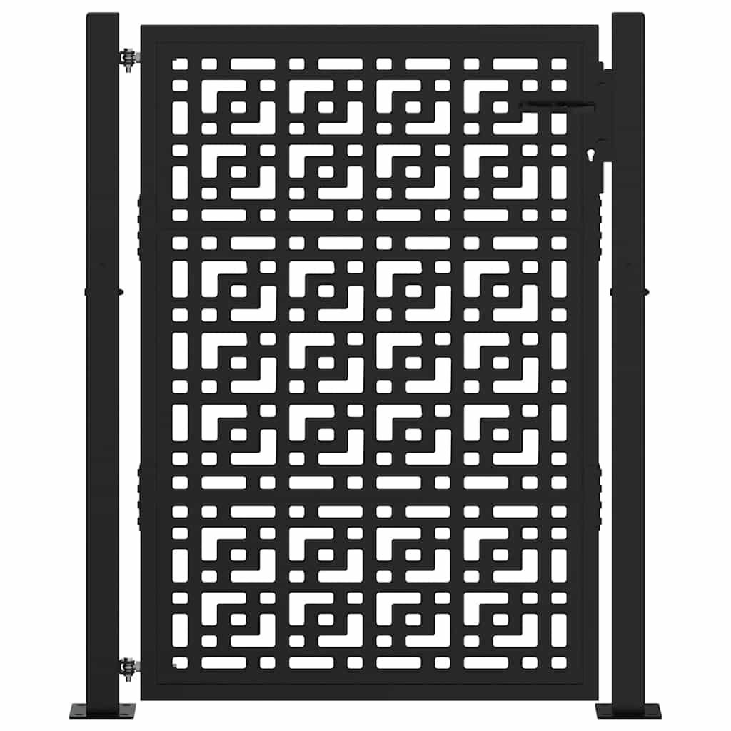 Garden Gate Black 105x130 cm Steel Cross Design