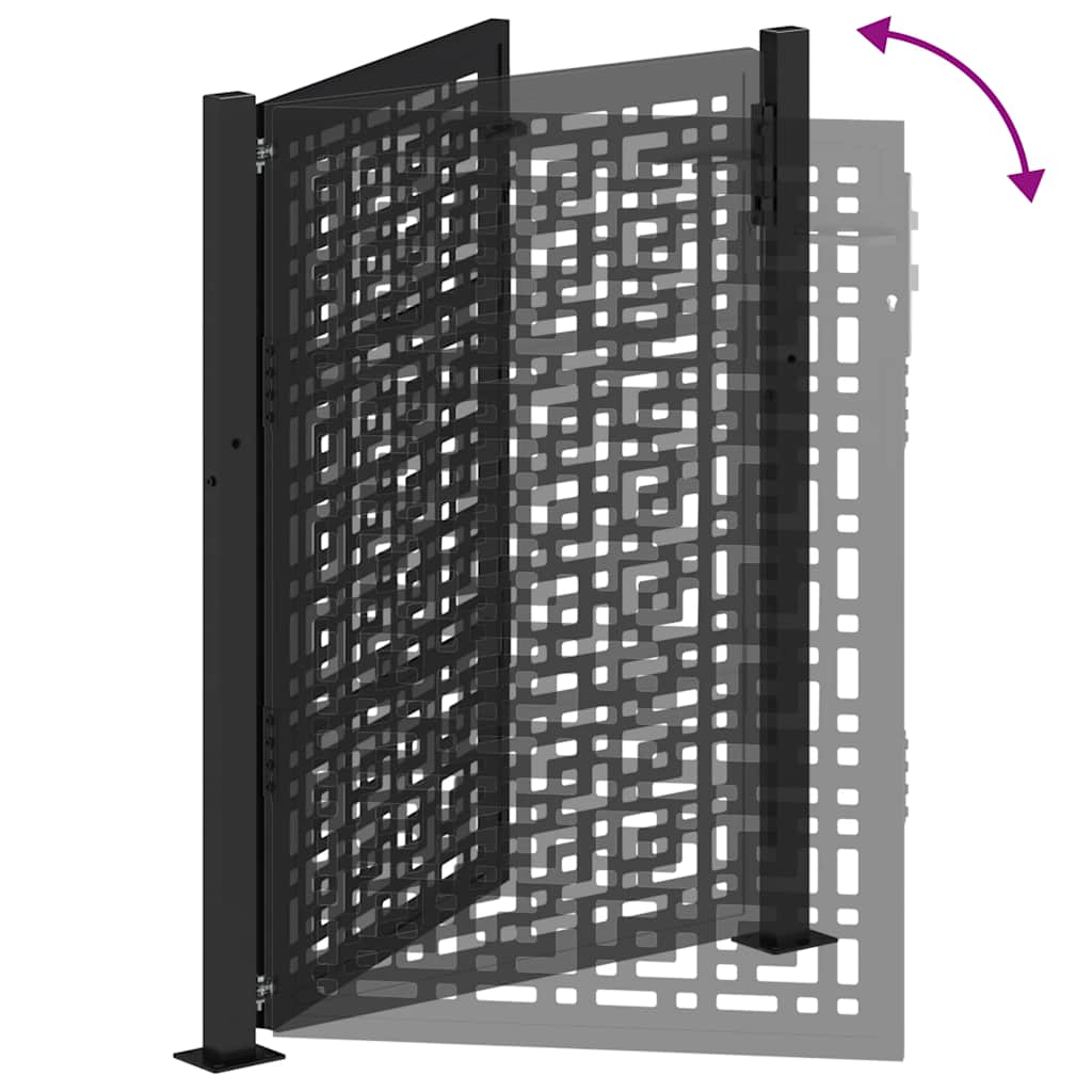 Garden Gate Black 105x130 cm Steel Cross Design