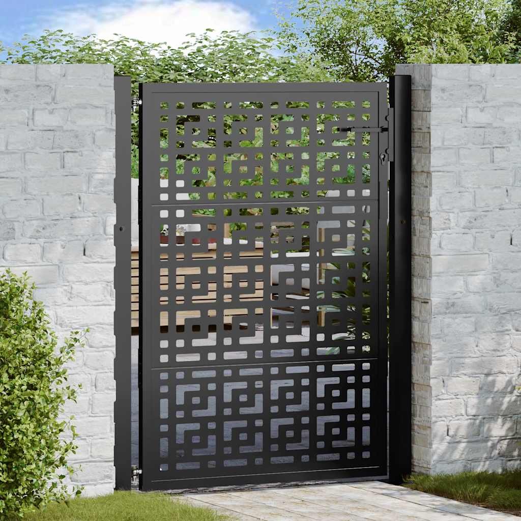 Garden Gate Black 105x130 cm Steel Cross Design