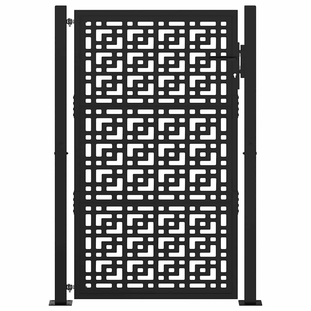 Garden Gate Black 105x155 cm Steel Cross Design