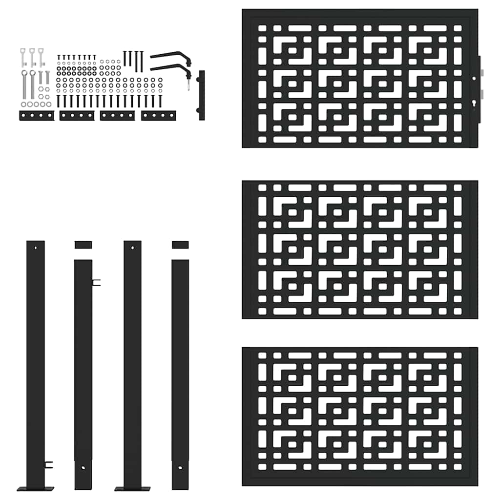 Garden Gate Black 105x155 cm Steel Cross Design