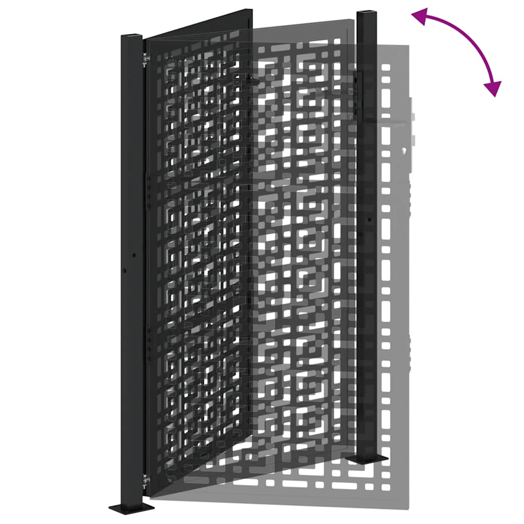 Garden Gate Black 105x155 cm Steel Cross Design