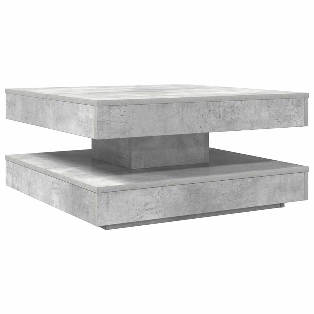 Coffee Table 360-Degree Rotatable Concrete Grey 70x70x34.5 cm