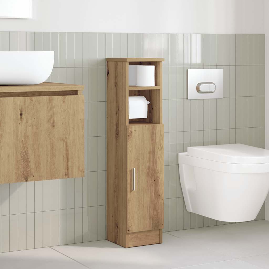 Bathroom Cabinet with Roll Holder Artisan Oak 20.5x22x90 cm