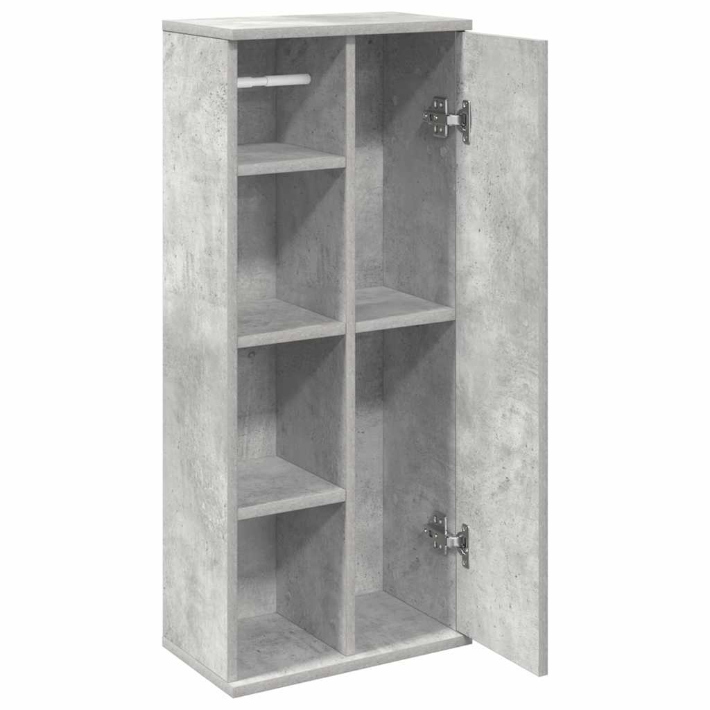 Bathroom Cabinet with Roll Holder Concrete Grey 39x22x90 cm