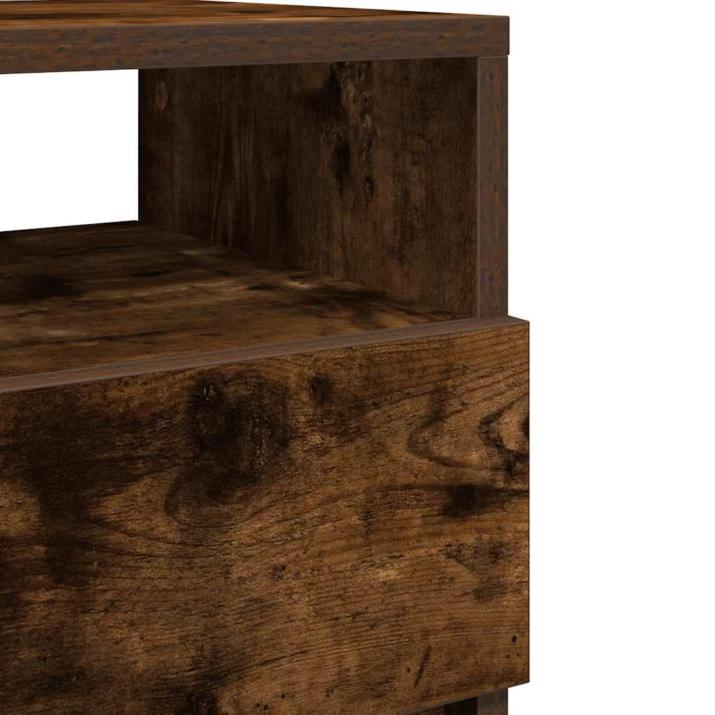 Bedside Cabinet with 2 Drawers Smoked Oak 40x33x60 cm