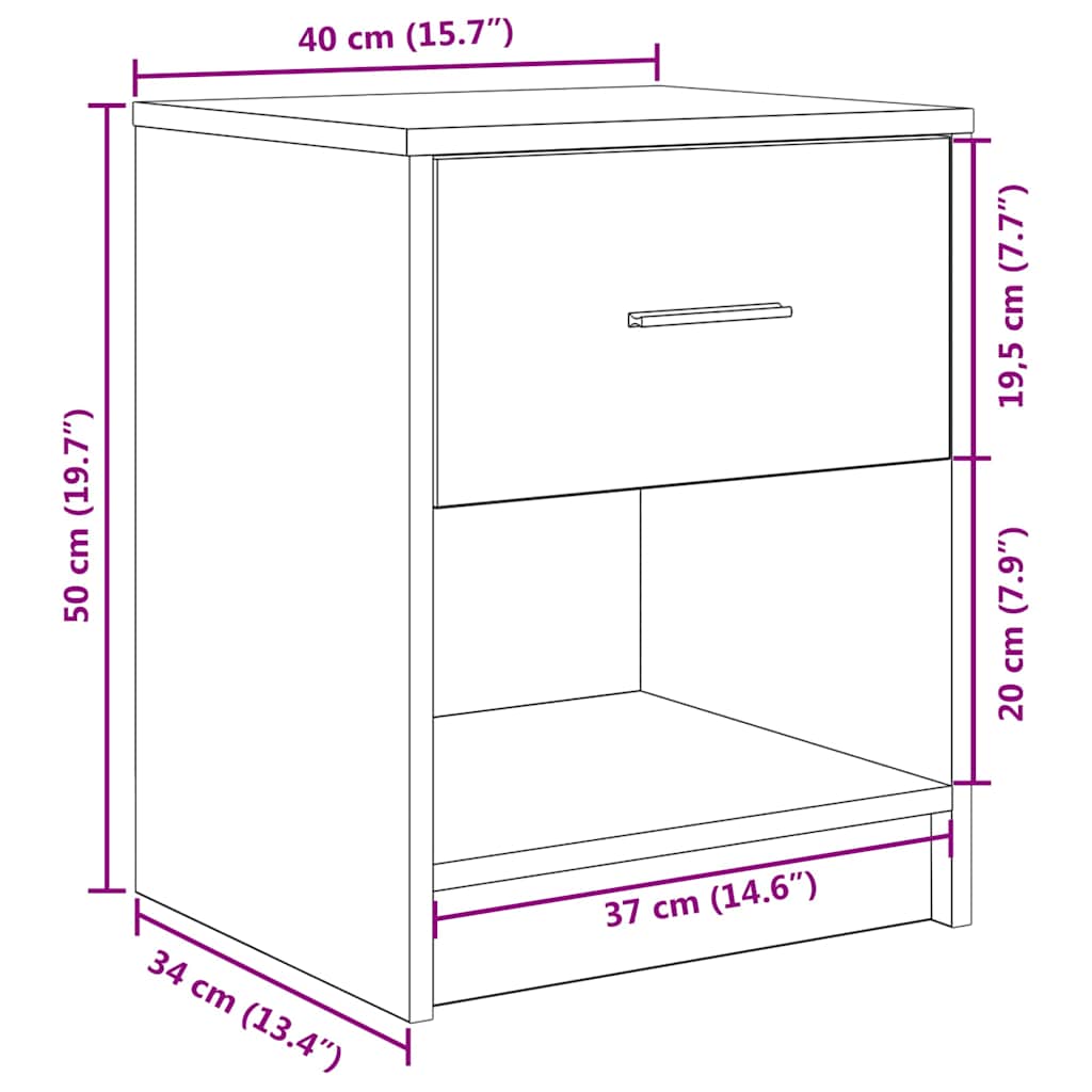 Bedside Cabinets 2 pcs with Drawer White 40x34x50 cm