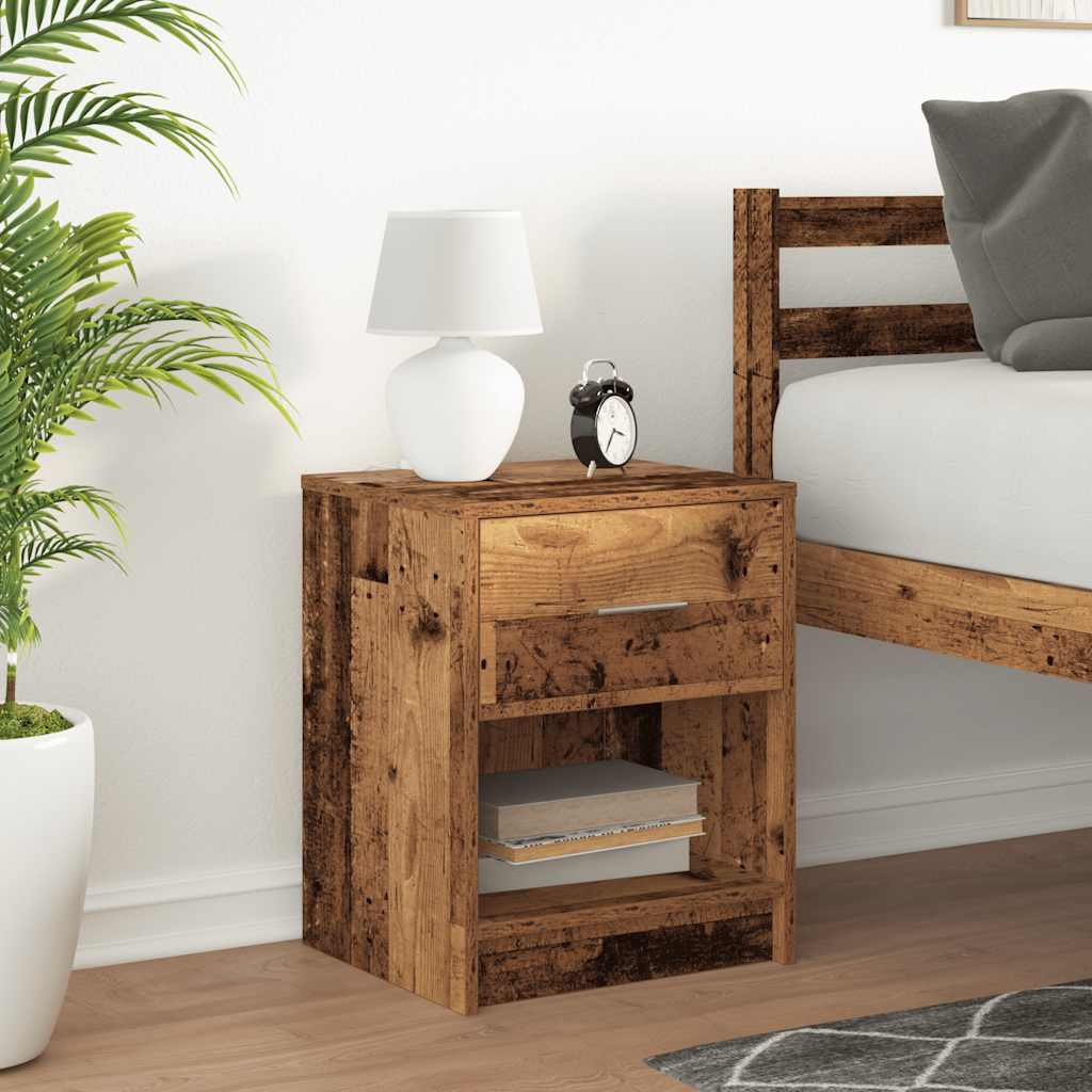 Bedside Cabinet with Drawer Old Wood 40x34x50 cm