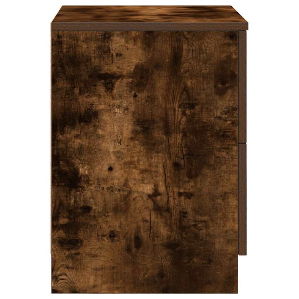 Bedside Cabinet with 2 Drawers Smoked Oak 40x36x50 cm