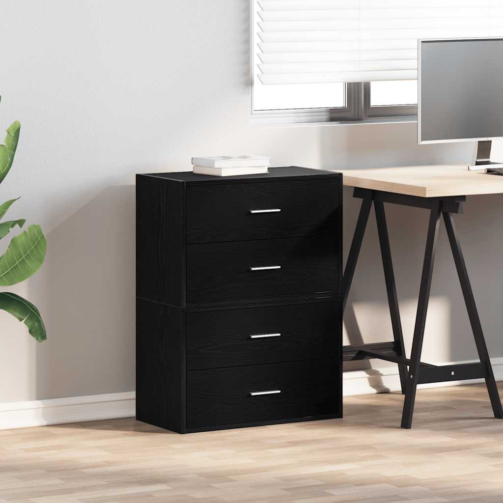 Cabinets with 2 Drawers 2 pcs Black Oak 60x31x40 cm Engineered Wood