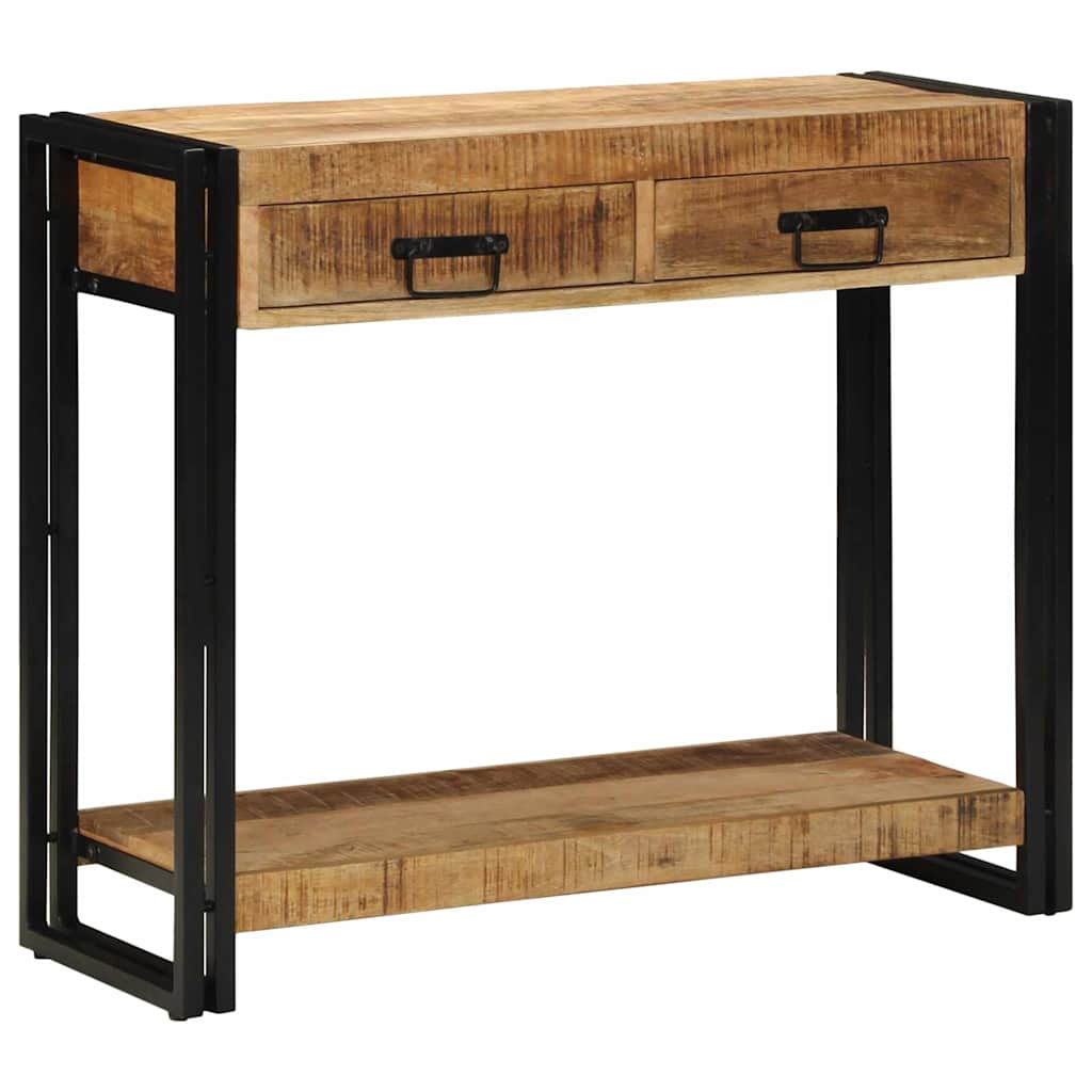 Console Table with Shelf Brown 90 x 33 x 75 cm Solid mango wood