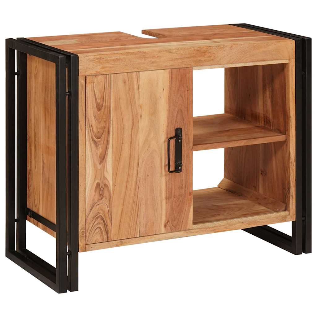Bathroom Sink Cabinet with Door Solid Acacia wood and Iron