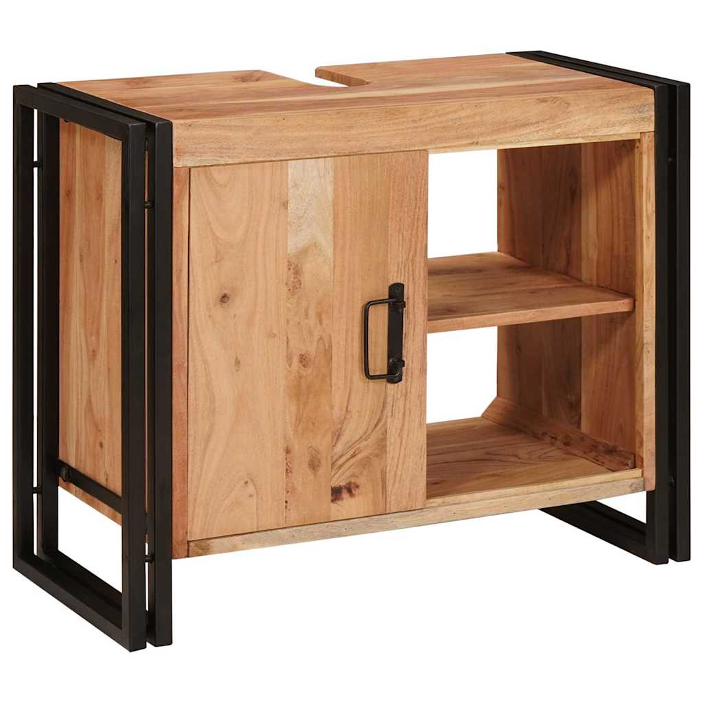 Bathroom Sink Cabinet with Door Solid Acacia wood and Iron