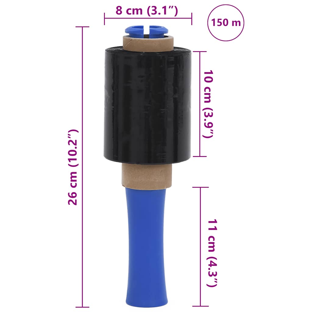 Stretch Films 10 pcs Black 23 µm 10 cm x 150 m