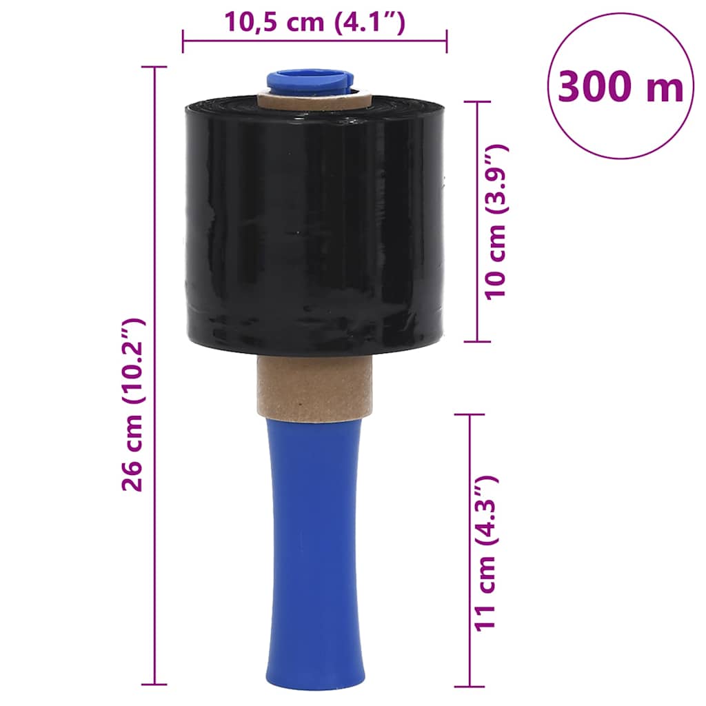 Stretch Films 10 pcs Black 23 µm 10 cm x 300 m