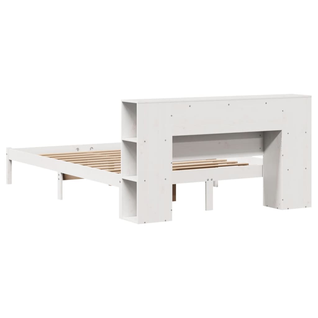 Bookcase Bed without Mattress White 120x190 cm Small Double Solid Wood Pine