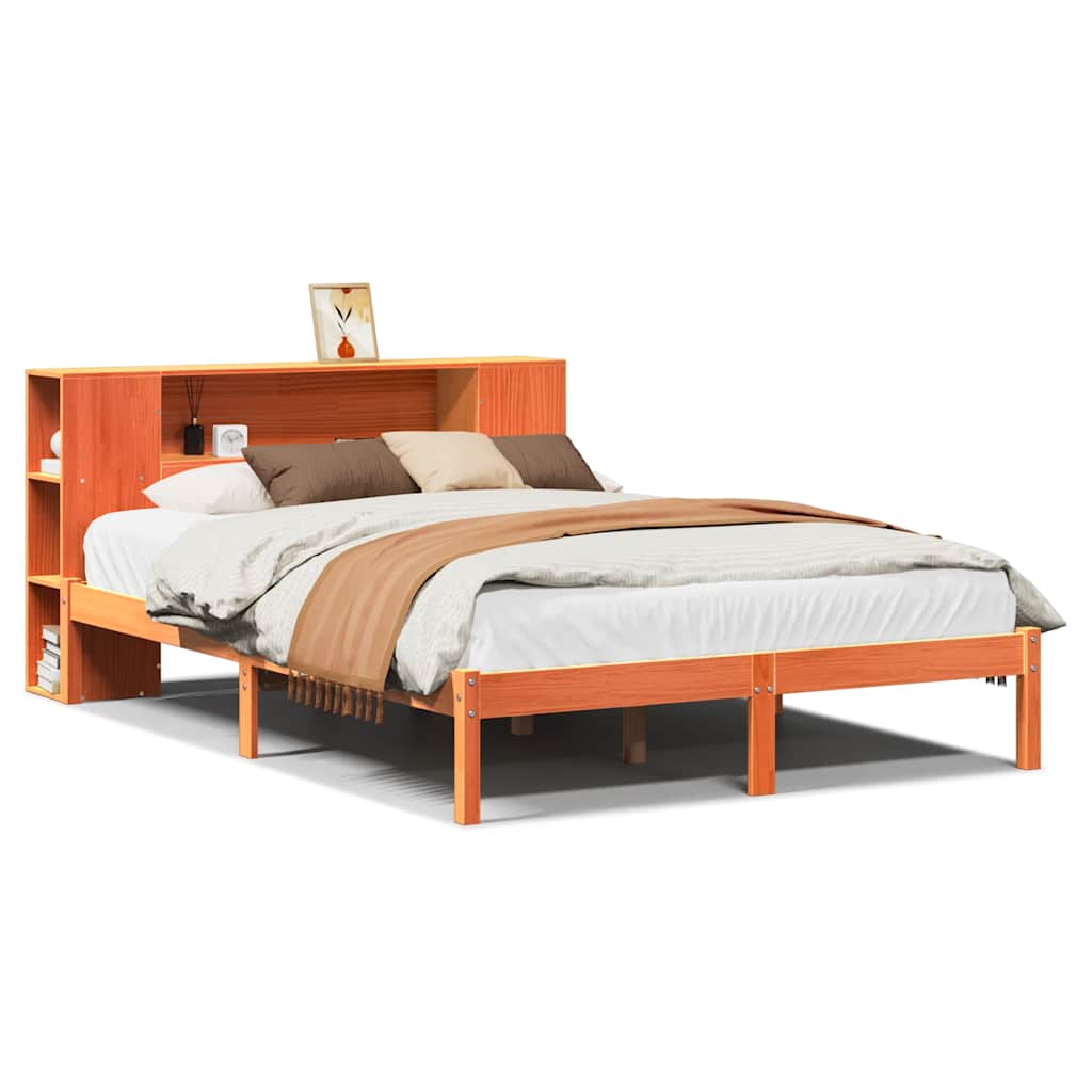 Bookcase Bed without Mattress Wax Brown 120x200 cm Solid Wood Pine