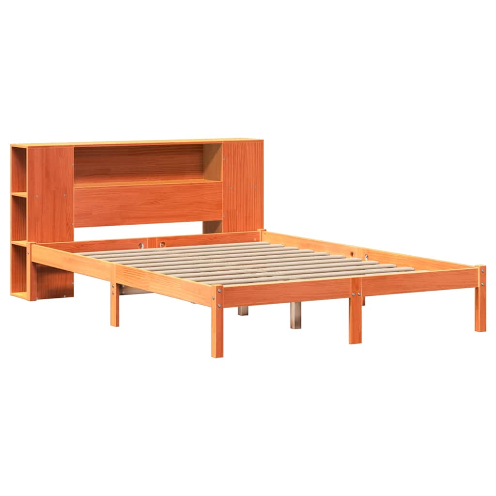 Bookcase Bed without Mattress Wax Brown 120x200 cm Solid Wood Pine