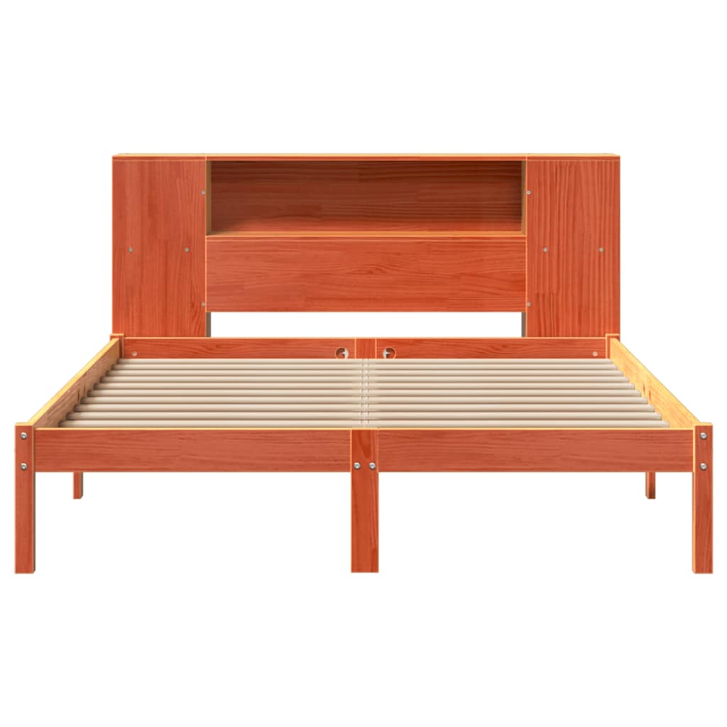 Bookcase Bed without Mattress Wax Brown 120x200 cm Solid Wood Pine
