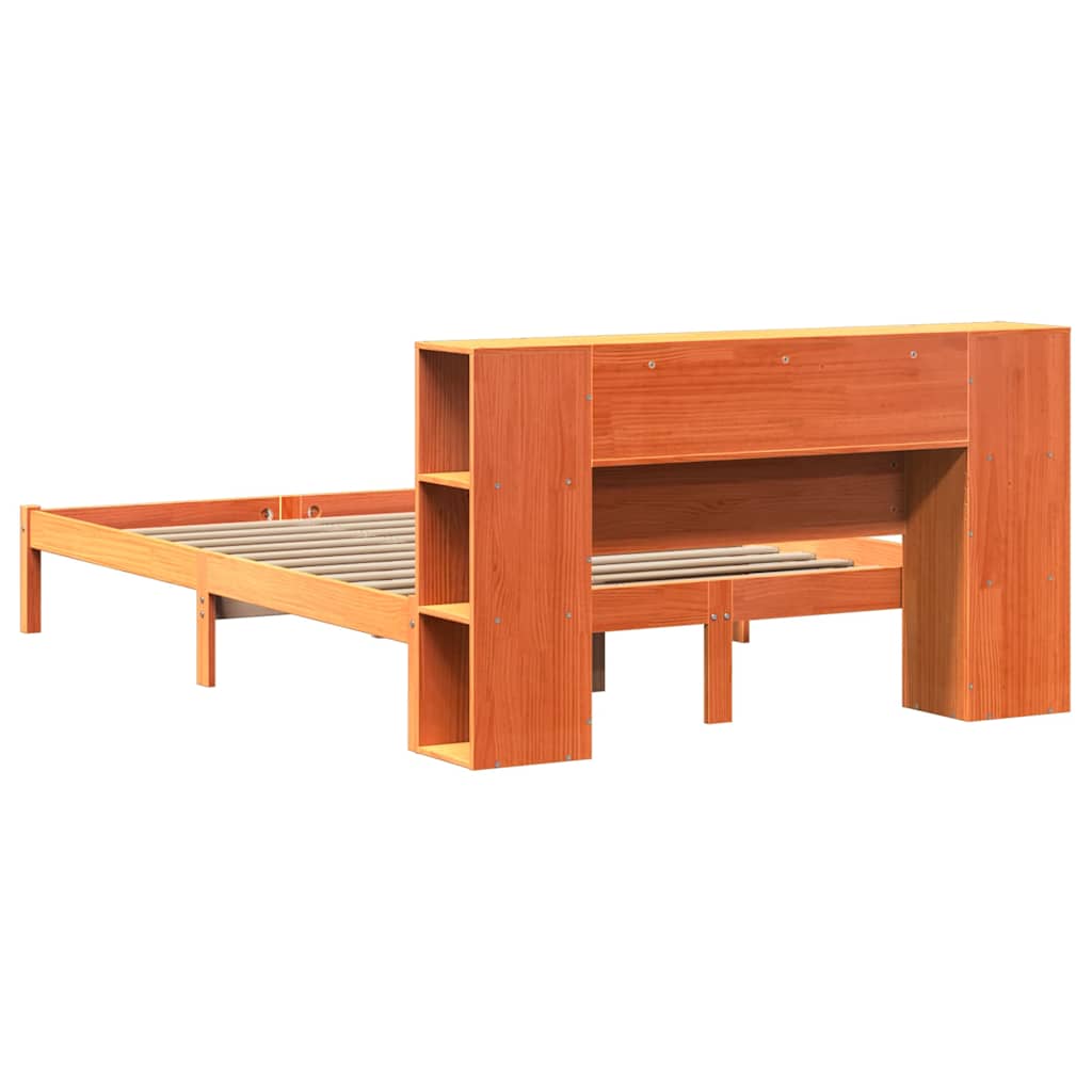 Bookcase Bed without Mattress Wax Brown 120x200 cm Solid Wood Pine