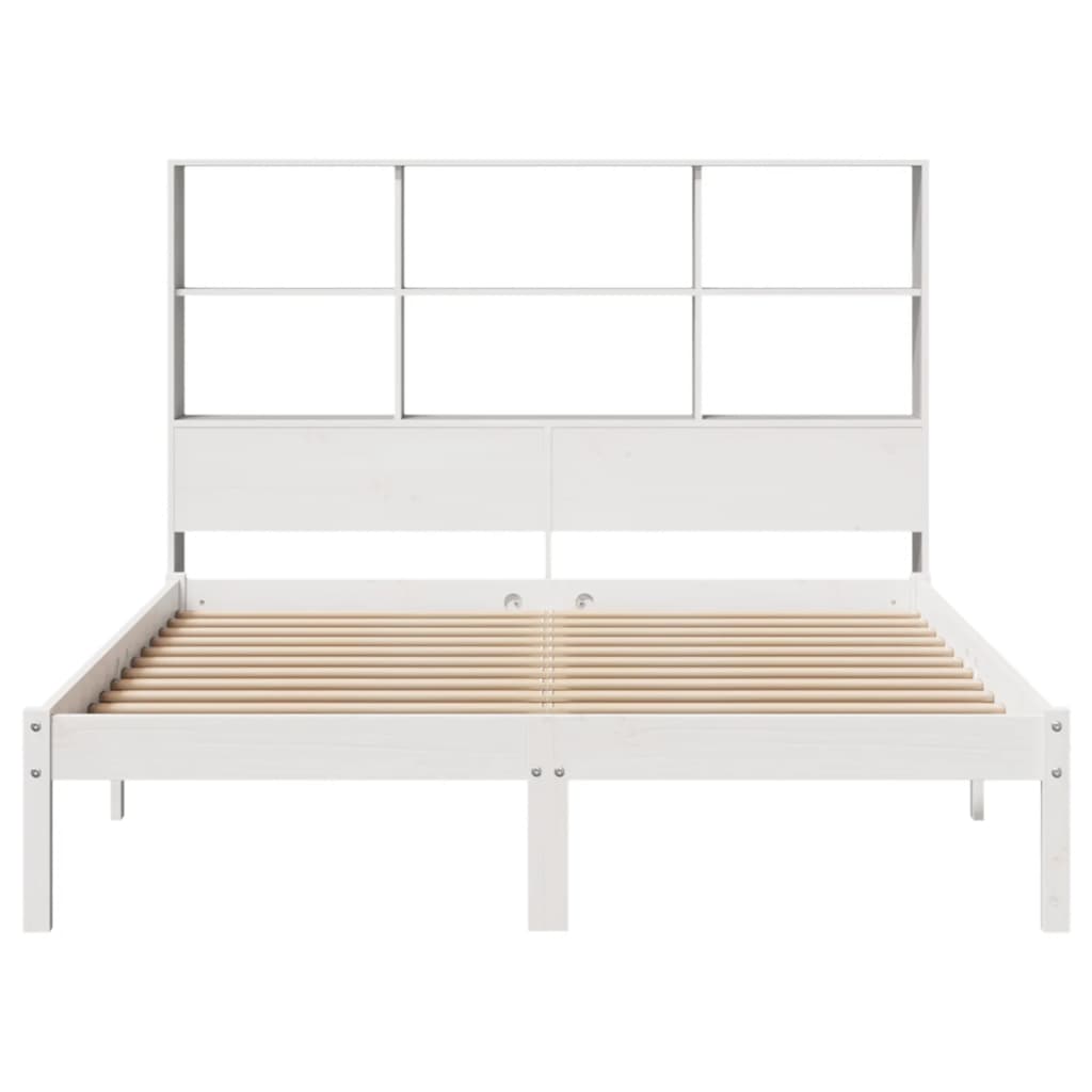 Bookcase Bed without Mattress White 120x190 cm Small Double Solid Wood Pine