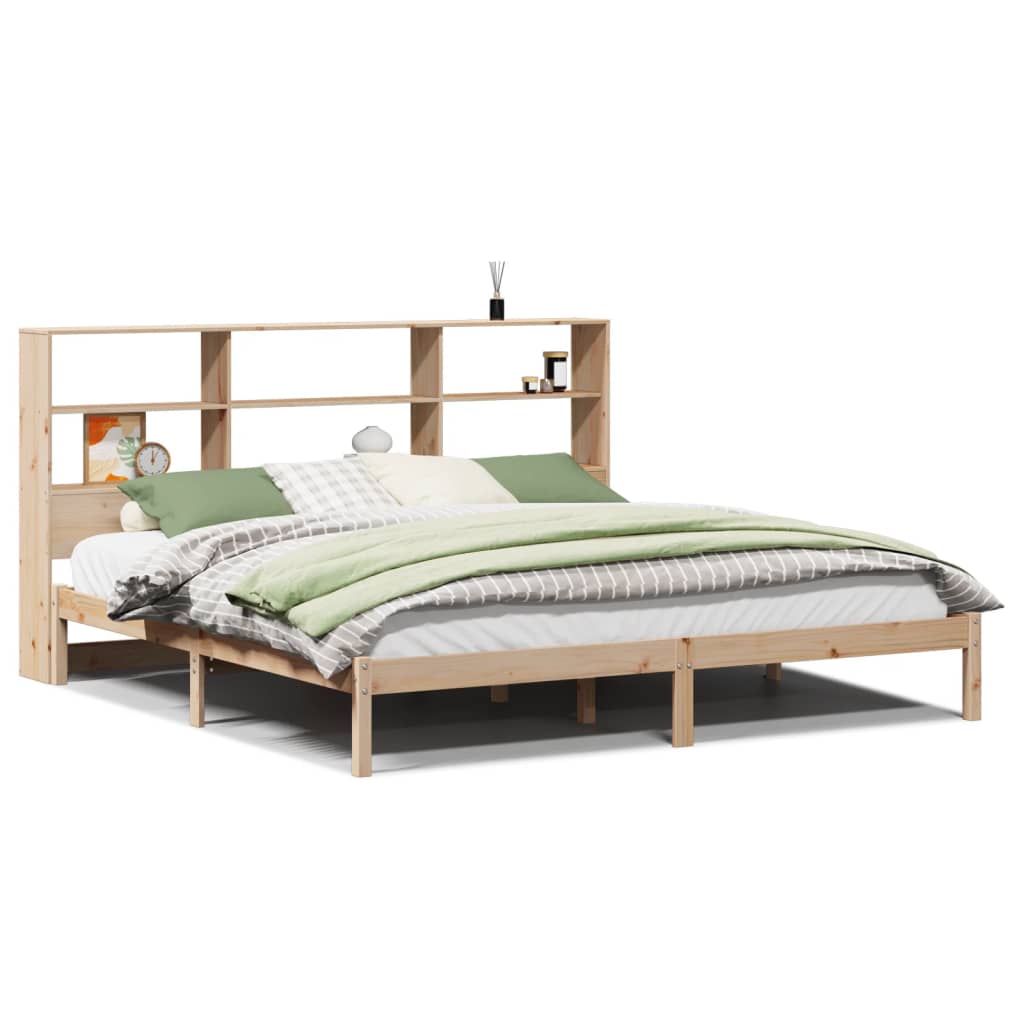 Bookcase Bed without Mattress 180x200 cm Super King Solid Wood Pine