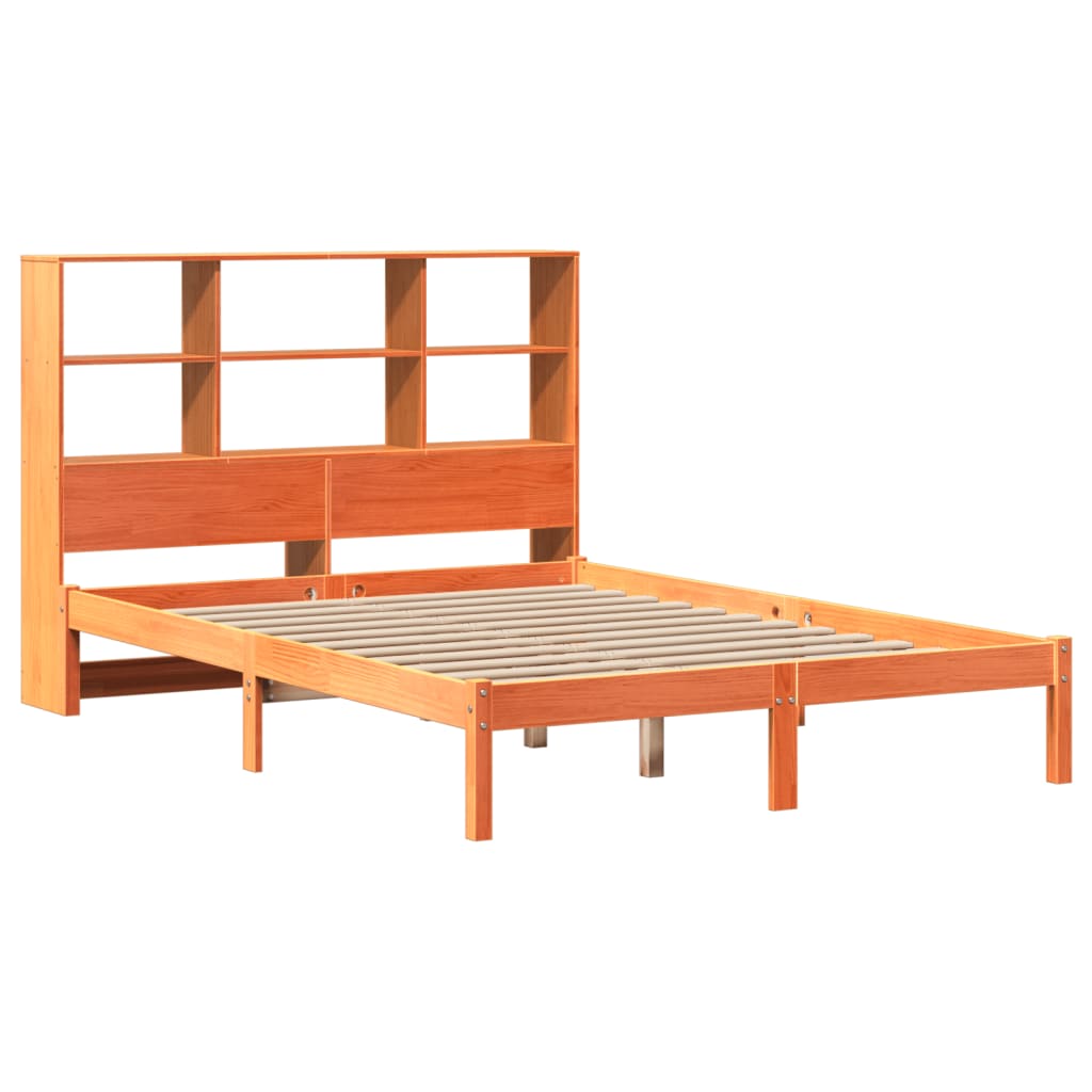 Bookcase Bed without Mattress Wax Brown 120x200 cm Solid Wood Pine