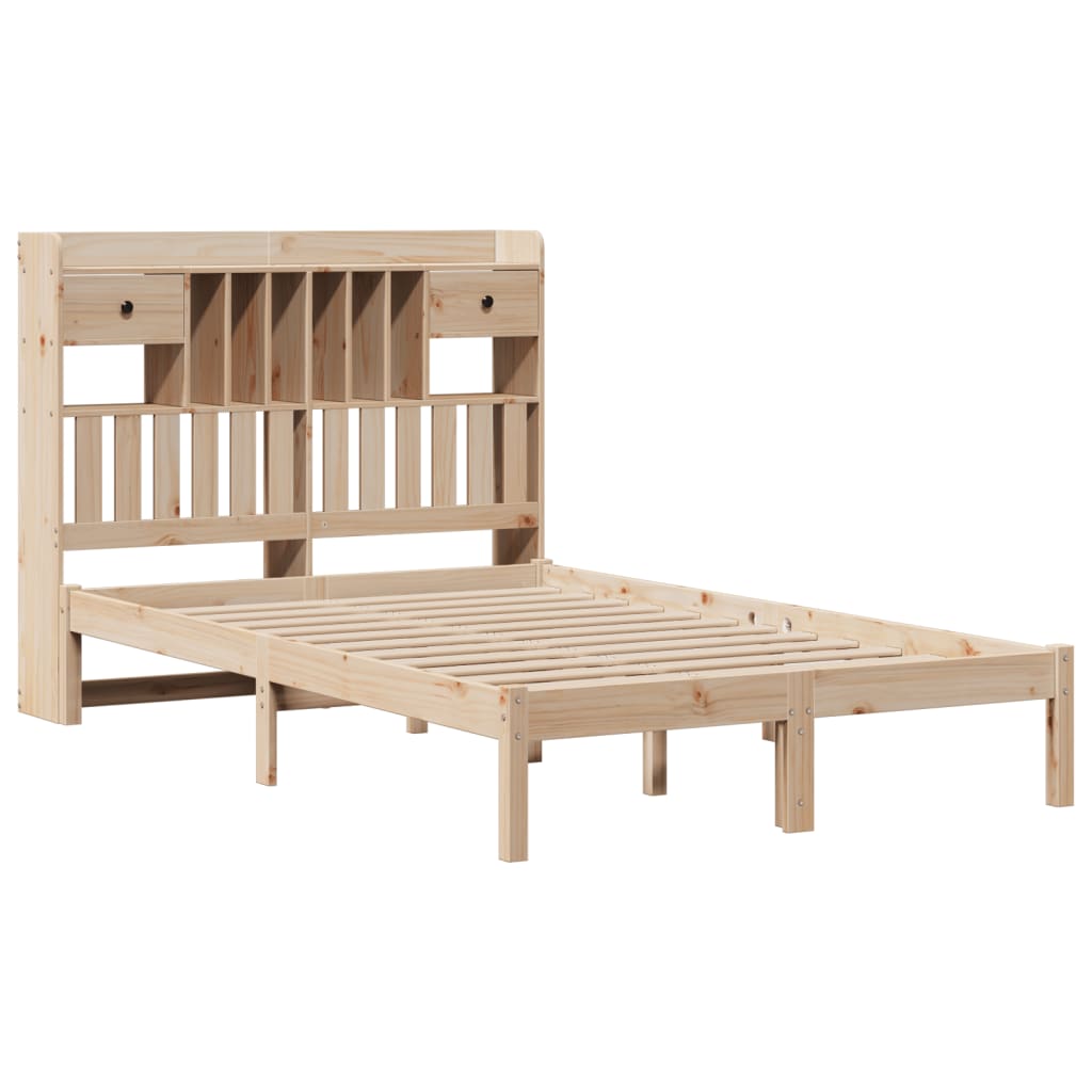 Bookcase Bed without Mattress 135x190 cm Double Solid Wood Pine