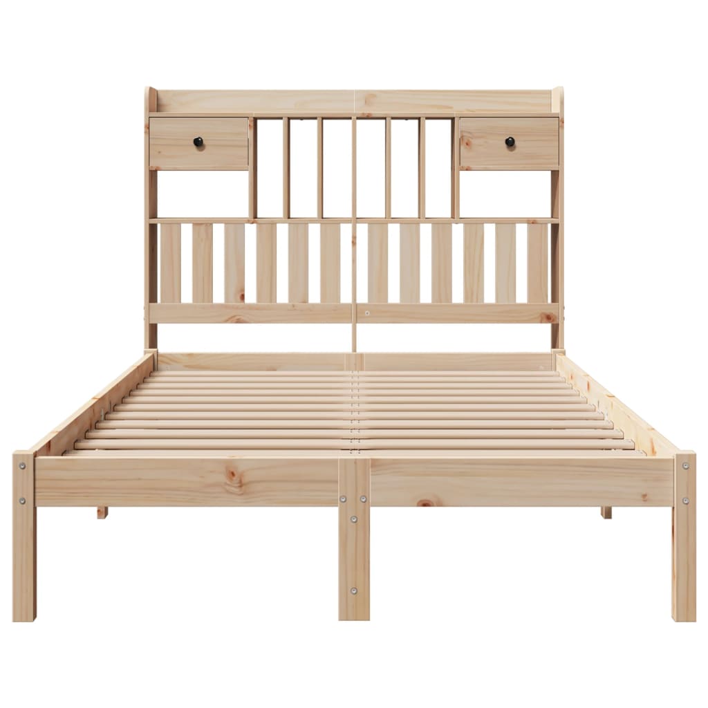 Bookcase Bed without Mattress 135x190 cm Double Solid Wood Pine