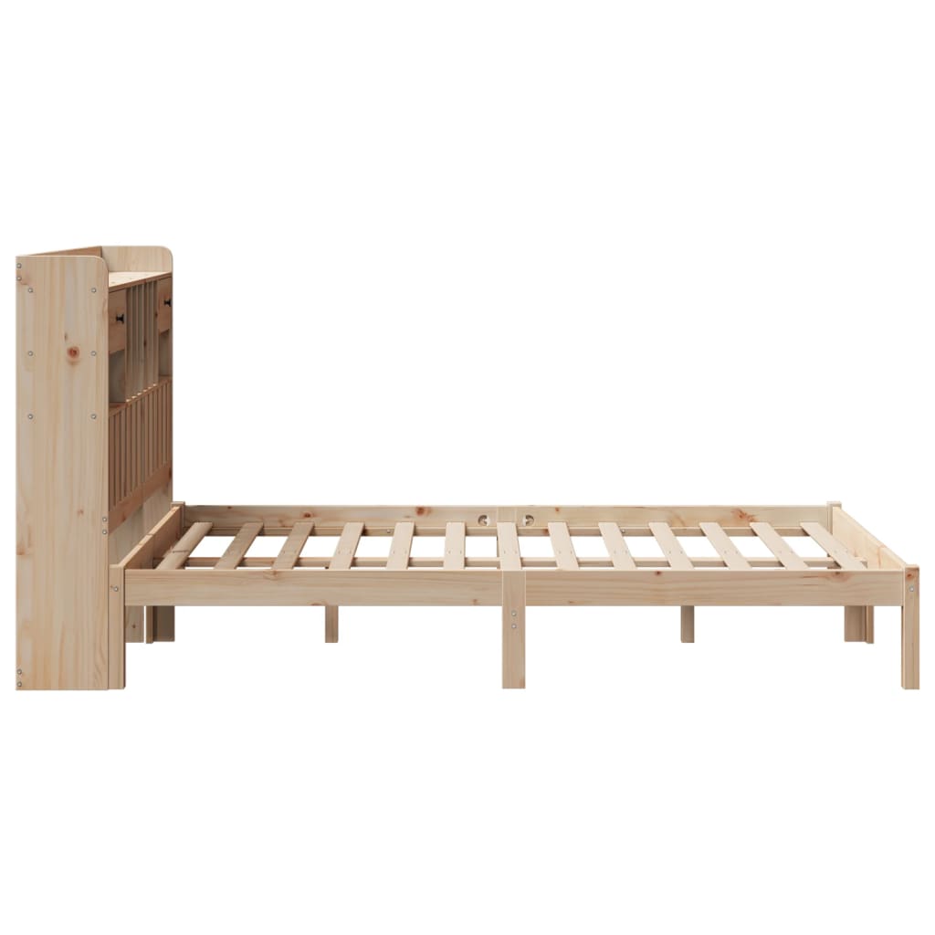 Bookcase Bed without Mattress 135x190 cm Double Solid Wood Pine
