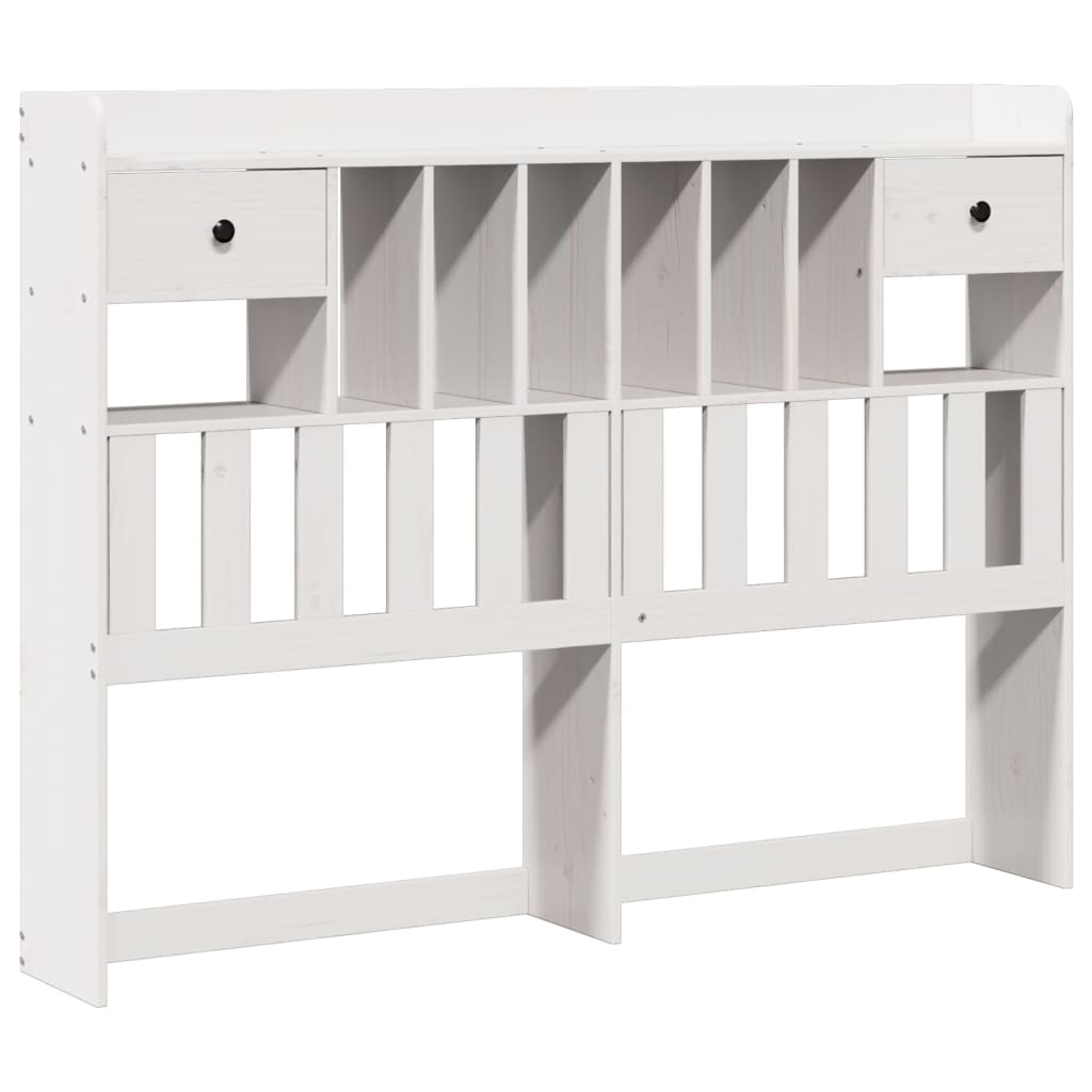 Bookcase Bed without Mattress White 150x200 cm King Solid Wood Pine